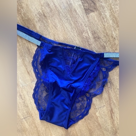 VS Crystal Band Shine strap Cheeky panty sapphire blue small - Picture 1 of 5